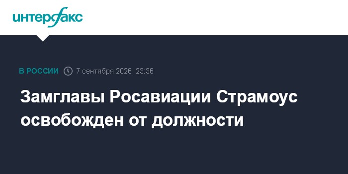 Замглавы Росавиации Страмоус освобожден от должности