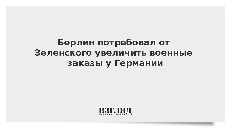Берлин потребовал от Зеленского увеличить военные заказы у Германии