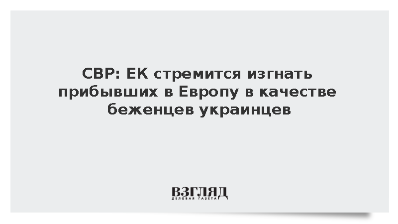 СВР: ЕК стремится изгнать прибывших в Европу в качестве беженцев украинцев