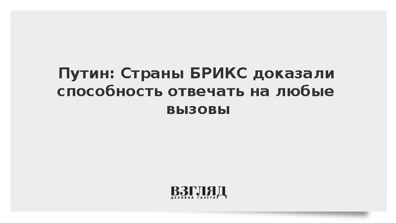 Путин: Страны БРИКС доказали способность отвечать на любые вызовы