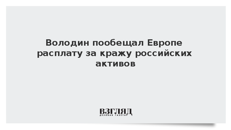 Володин пообещал Европе расплату за кражу российских активов