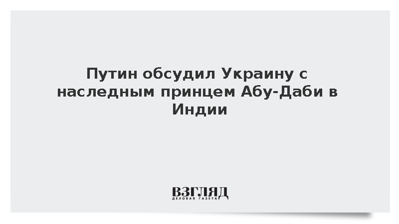 Путин обсудил Украину с наследным принцем Абу-Даби в Индии