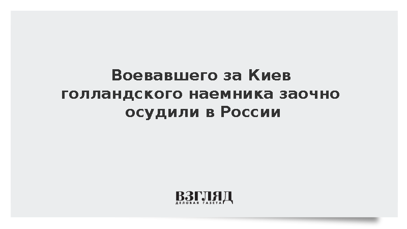 Воевавшего за Киев голландского наемника заочно осудили в России