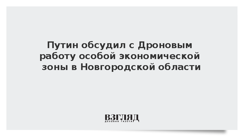 Путин обсудил с Дроновым работу особой экономической зоны в Новгородской области