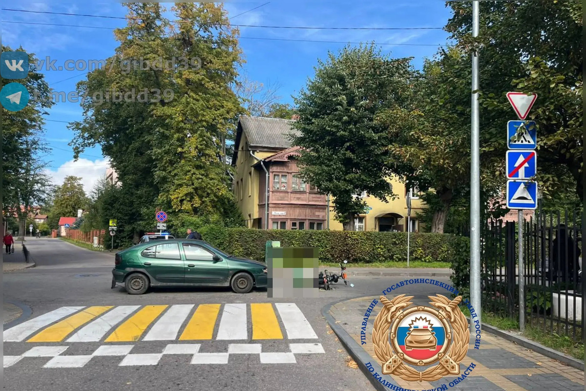 В Зеленоградске водитель СИМ не уступил дорогу и попал под колеса Рено