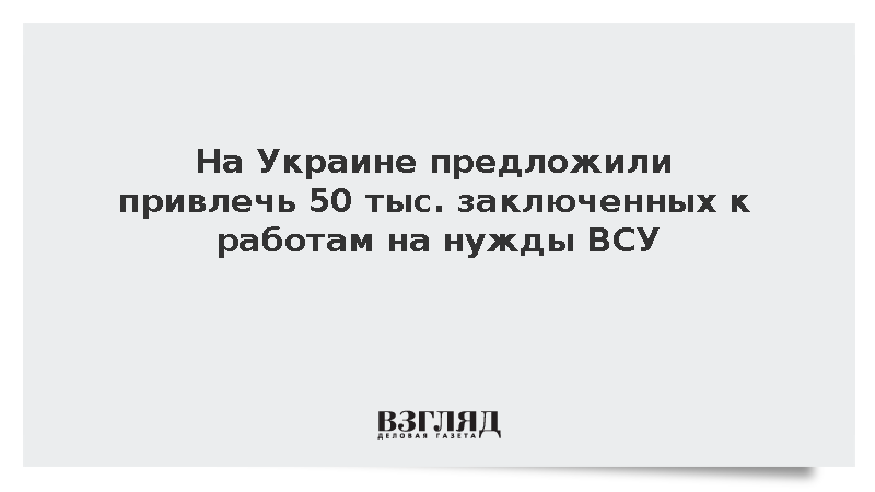 На Украине предложили привлечь 50 тыс. заключенных к работам на нужды ВСУ