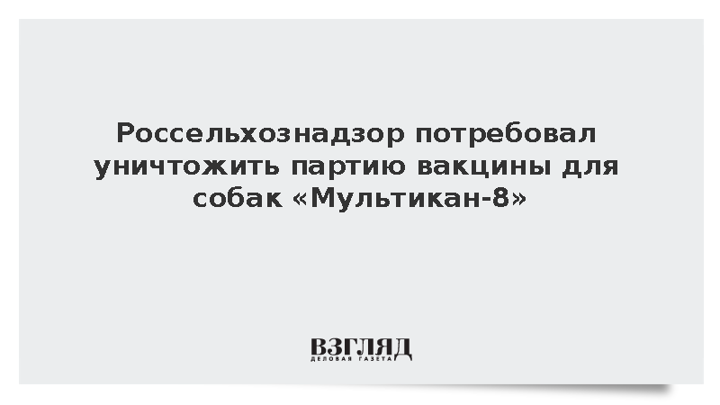 Россельхознадзор потребовал уничтожить партию вакцины для собак «Мультикан-8»