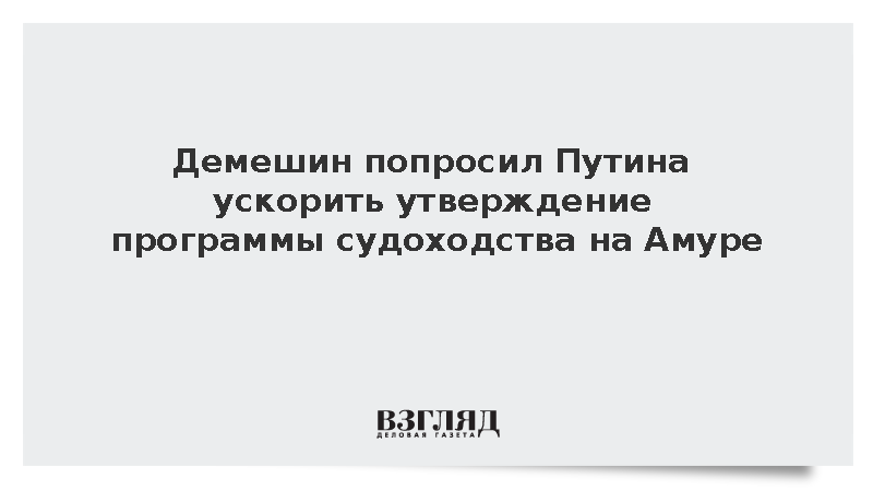 Демешин попросил Путина ускорить утверждение программы судоходства на Амуре