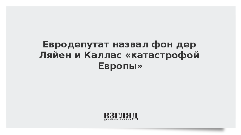 Словацкий евродепутат Блага назвал фон дер Ляйен и Каллас «катастрофой Европы»