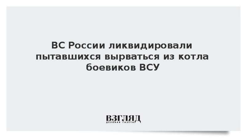 ВС России ликвидировали пытавшихся вырваться из котла боевиков ВСУ