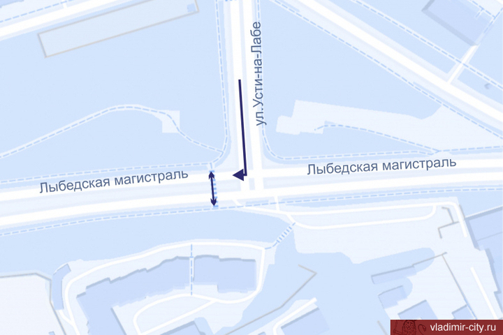 Во Владимире на перекрестке Усти-на-Лабе и Лыбедской магистрали меняется схема движения