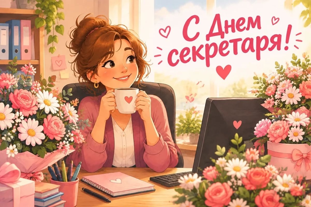20+ открыток с Днем секретаря. Яркие красивые открытки для королевы офиса