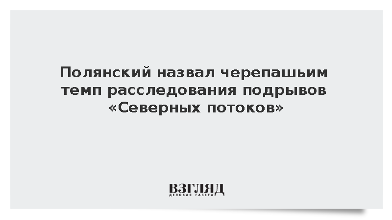 Полянский: ФРГ расследует подрывы «Северных потоков» в черепашьем темпе