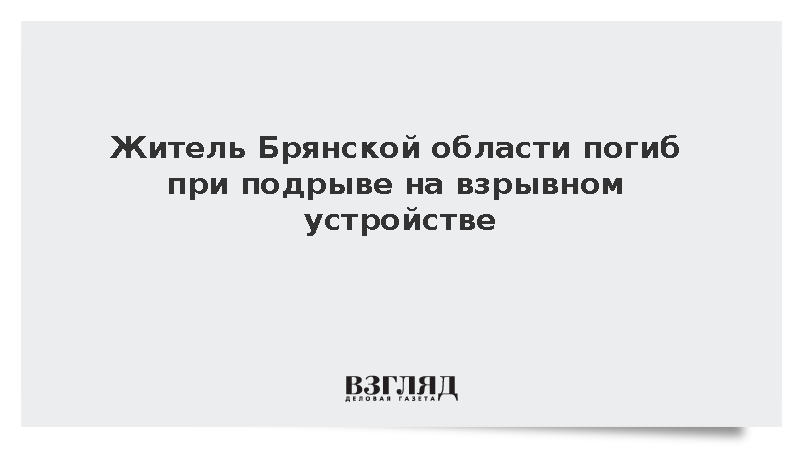 Ковальчук: Житель Брянской области погиб при подрыве на взрывном устройстве