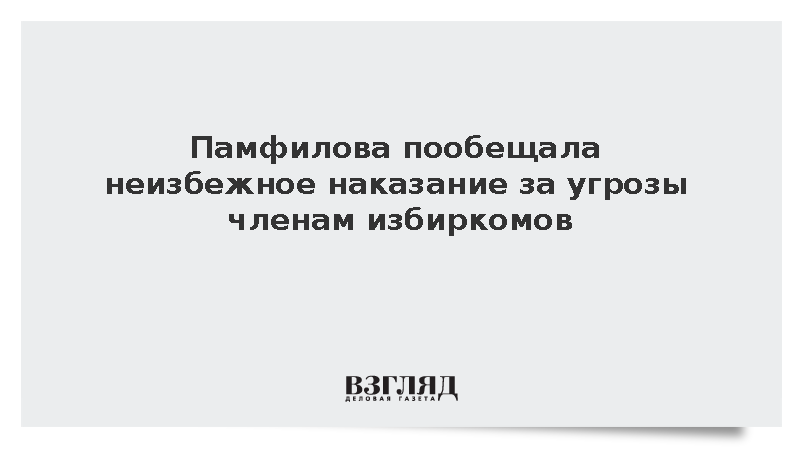 Председатель ЦИК Памфилова сообщила о поступающих угрозах организаторам выборов