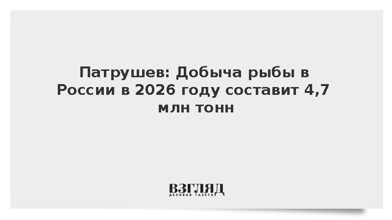 Патрушев: Добыча рыбы в России в 2026 году составит 4,7 млн тонн