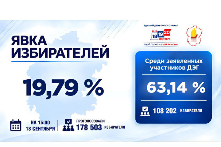 Явка на выборах в Чувашии к 15:00 составила 19,79%