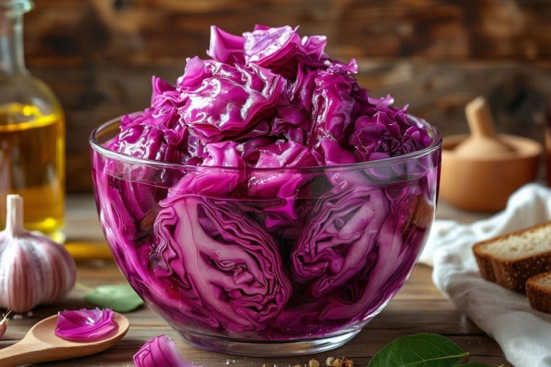 Розовая капуста-двухдневка: ничего не шинкую, нарезаю как попало — хрустящая закуска