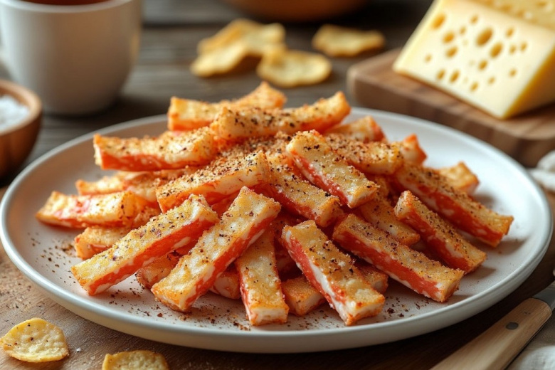 Вкуснее чипсов с крабом: давлю крабовые палочки стаканом и в духовку — достаю вкуснейшие хрустики