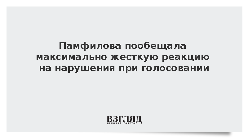 Памфилова пообещала максимально жесткую реакцию на нарушения при голосовании