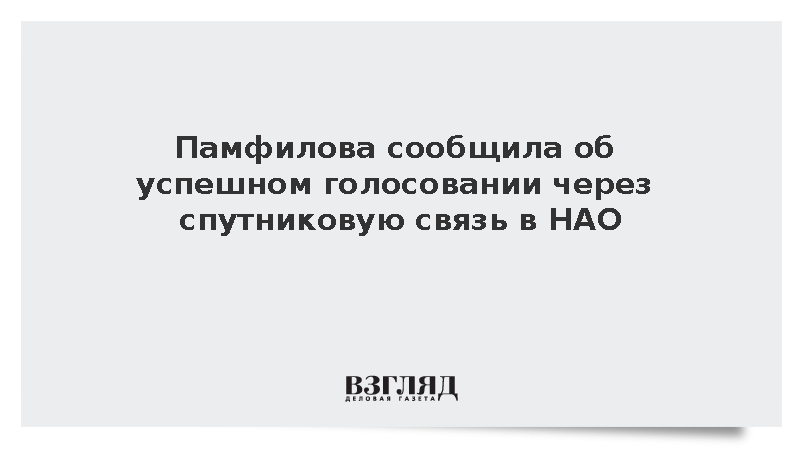 Памфилова сообщила об успешном голосовании через спутниковую связь в НАО