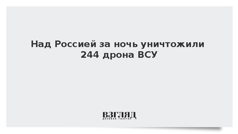 Над Россией за ночь уничтожили 244 дрона ВСУ