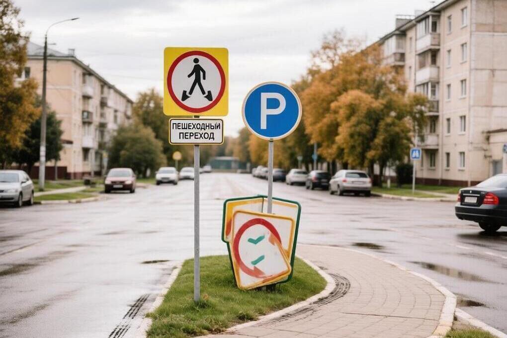 В Наро-Фоминске установили знаки посреди тротуара