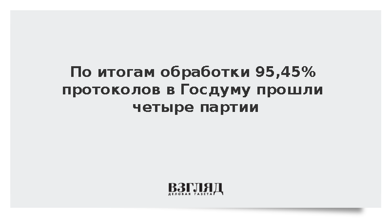 По итогам обработки 95,45% протоколов на выборах в Госдуму «Справедливая Россия» набрала менее 5% голосов