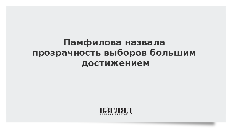 Памфилова назвала прозрачность выборов большим достижением
