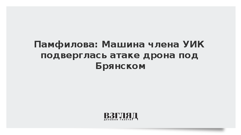 Памфилова: Машина члена УИК подверглась атаке дрона под Брянском