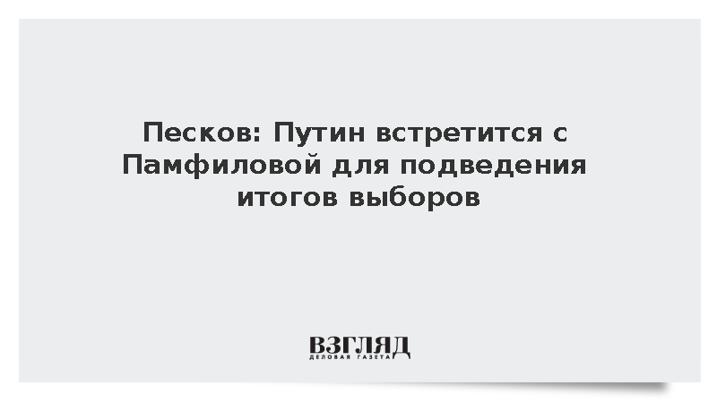 Песков: Путин встретится с Памфиловой для подведения итогов выборов
