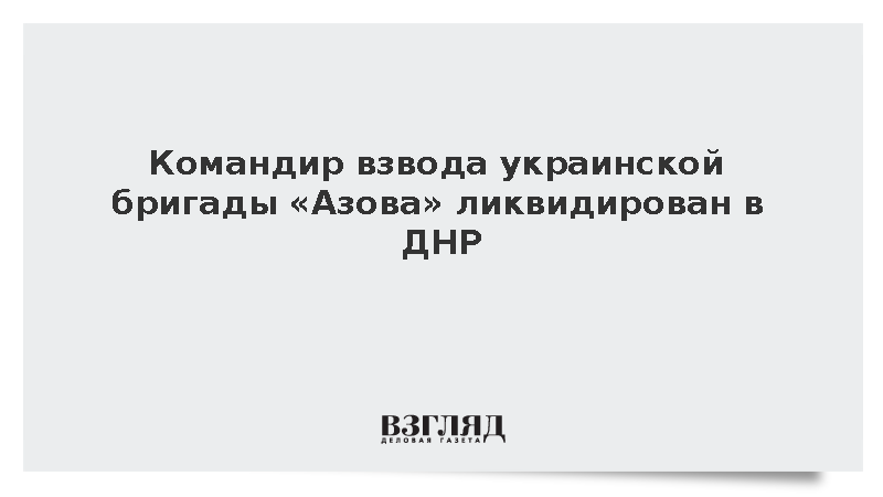 Командир взвода украинской бригады «Азова» Петрук ликвидирован в ДНР