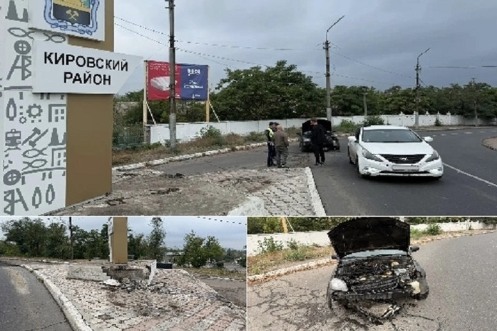 В Макеевке водитель Chevrolet снёс стелу Кировского района и попал под серию протоколов