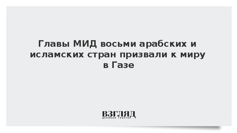 Главы МИД восьми арабских и исламских стран призвали к миру в Газе