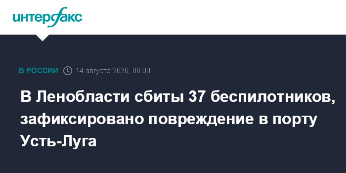 В Ленобласти сбиты 37 беспилотников, зафиксировано повреждение в порту Усть-Луга