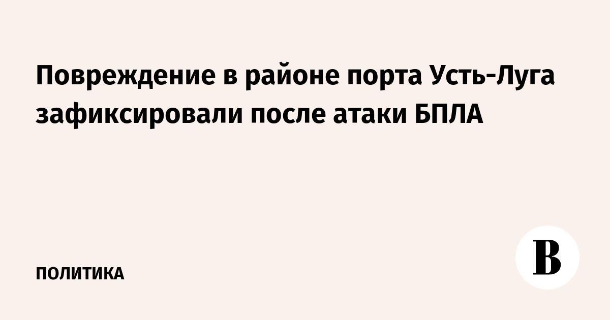 Повреждение в районе порта Усть-Луга зафиксировали после атаки БПЛА