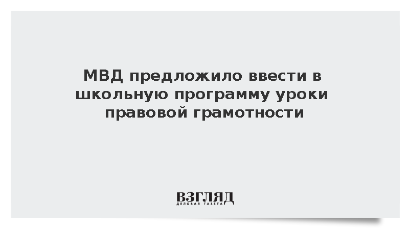 МВД предложило ввести в школьную программу уроки правовой грамотности