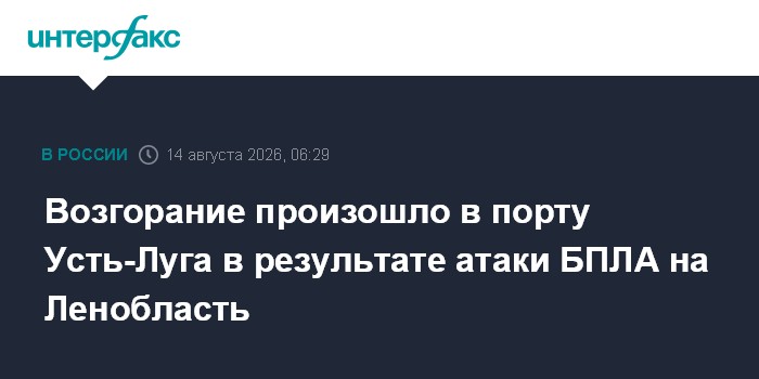 Возгорание произошло в порту Усть-Луга в результате атаки БПЛА на Ленобласть