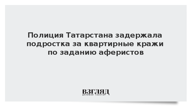 Полиция Татарстана задержала подростка за квартирные кражи по заданию аферистов