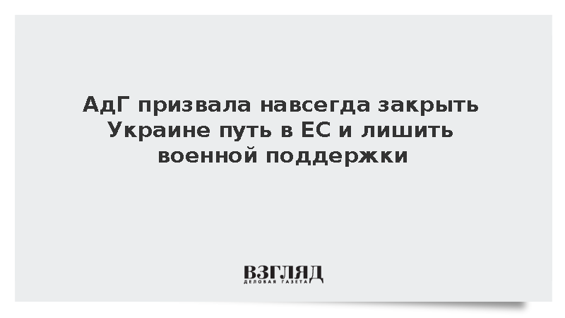 АдГ потребовала исключить возможность членства Украины в ЕС и военные гарантии