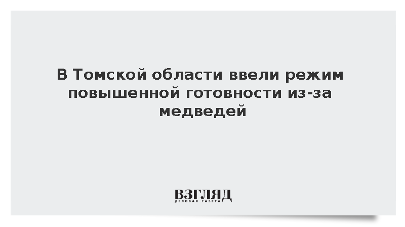 В Томской области ввели режим повышенной готовности из-за медведей