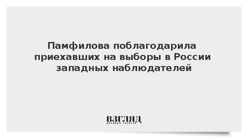 Памфилова поблагодарила приехавших на выборы в России западных наблюдателей
