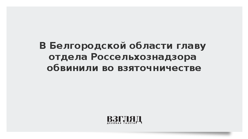 В Белгородской области главу отдела Россельхознадзора обвинили во взяточничестве