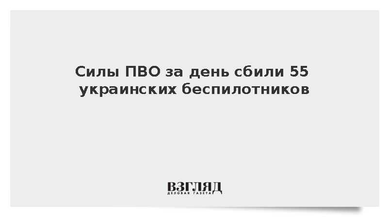 Минобороны: Силы ПВО за день сбили 55 украинских беспилотников