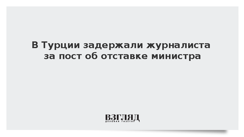 В Турции задержали журналиста за пост об отставке «очень важного министра»