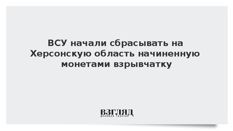 Филипчук: ВСУ сбрасывают на Херсонскую область начиненную монетами взрывчатку