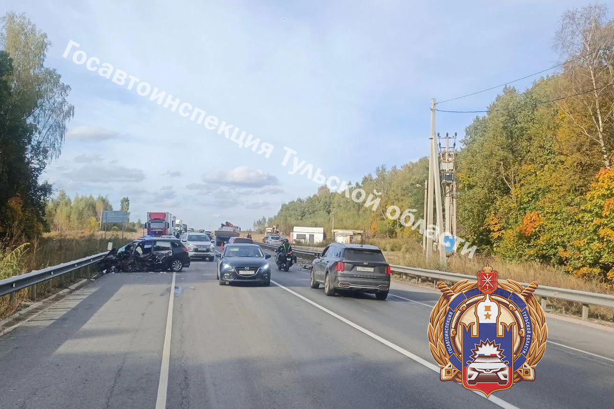 На М2 «Крым» в Тульской области водитель «Лады» погиб, выехав на красный свет