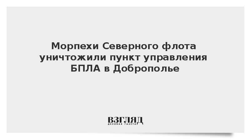 Морпехи Северного флота ликвидировали пункт запуска тяжелых БПЛА в Доброполье