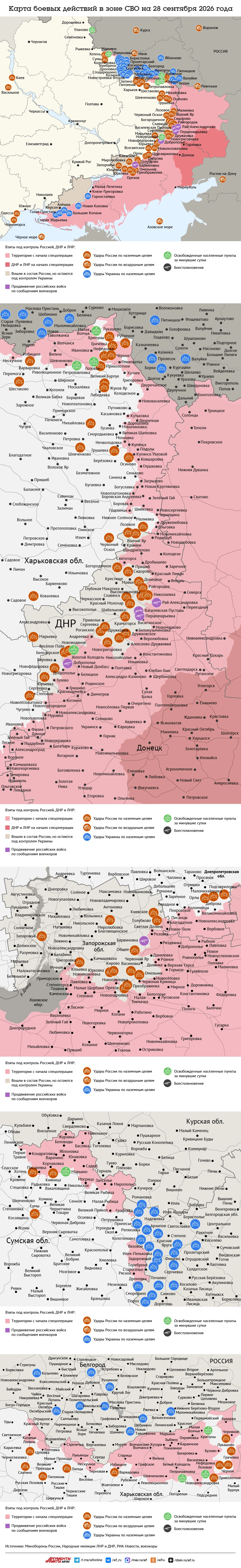 Карта боевых действий в зоне СВО на 28 сентября 2026 года