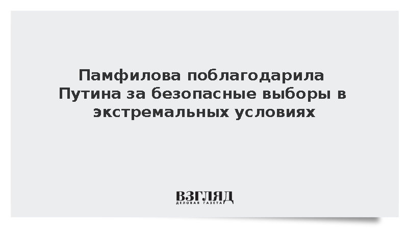 Памфилова поблагодарила Путина за обеспечение безопасности при проведении выборов